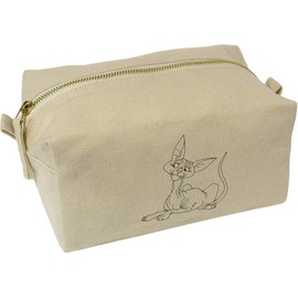 'Sphynx Cat' Canvas Wash Bag/Makeup Case (CS00013983)