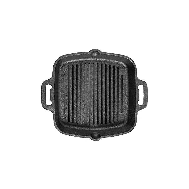 Highkind Pre-Seasoned Cast Iron Grill Pan (10.5 Inches) Square Grill