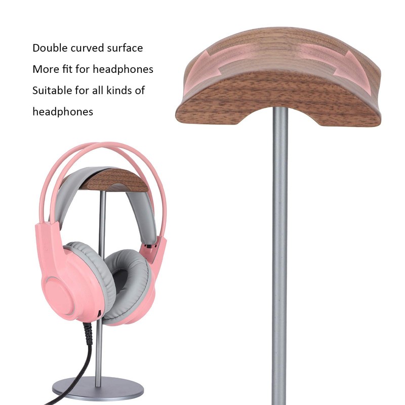 Cikonielf Headphone Stand Headphone Holder Walnut Wood Headphone Holder Aluminium