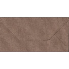 DL (110mm x 220mm) Coloured Envelopes Perfect for Christmas Cards, Greeting Cards, Wedding/Party Invitations, Crafts and Many More - Pack of 12 (Brown Ribbed)