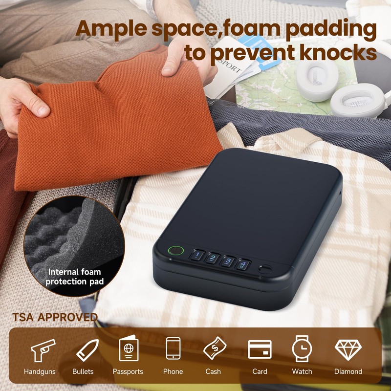 Gun Safe, Upgrade APP Control Portable Small Pistol Safe Travel