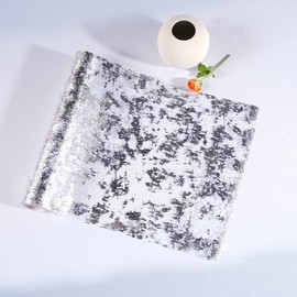 Vagasi Table Runner 29cm x 10m Silver Metallic Glitter Table Runner Roll Thin Foil Long Table Decoration DIY Easy to Trim for Wedding, Birthday, Baby Shower, Bridal Shower