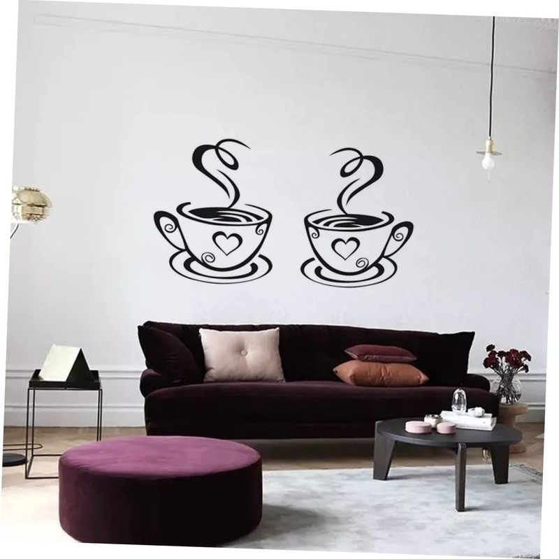 KONTONTY Sticker Wall Decals 5 Pack Cup Stickers 31x19cm Black
