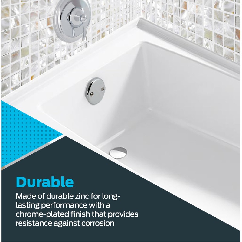 EZ-FLO 2-Hole Bathtub Overflow Face Plate with Screws, Chrome Finish,