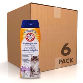 Arm & Hammer 2-in-1 Deodorizing & Dander Reducing Shampoo for Cats Cat Dander and Cat Odor Remover Baking Soda Moisturizes and Deodorizes, Lavender Chamomile Scent, 20 Fl Oz - (Pack of 6)