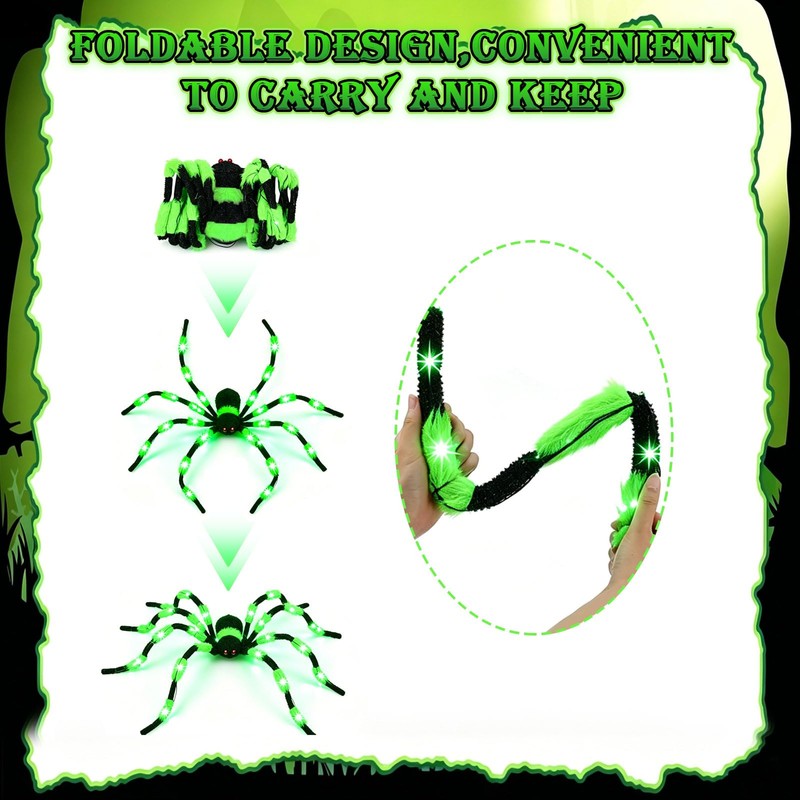 1 Pack 8 Modes 6.7 FT(Wide) Halloween Giant Spider,Light up