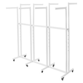 ZHFEISY Floor Standing 8 Arms Garment Rack Heavy Duty Metal Clothing Display Rack With Wheels, Mobile Square Tubing Retail Display Racks For Hanging Clothes