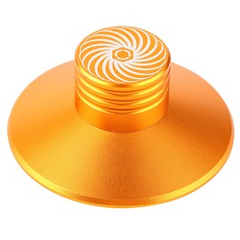 Denash Vinyl Record Clamp Audio Disc Turntable Aluminum Record Player Weight LP Disc Stabilizer Vibration Reducer(Gold)
