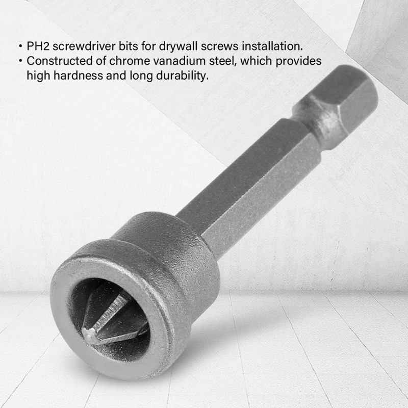 10 Pieces Drywall Screwdriver Bits Set, 50 mm PH2 Hex