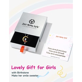 July Birthstone Necklace for Women Girls, Cat Necklaces 925 Sterling Silver Teardrop Pendant 18K Gold-Plated Birthstone Jewelry Gifts for Birthday Valentine's Day