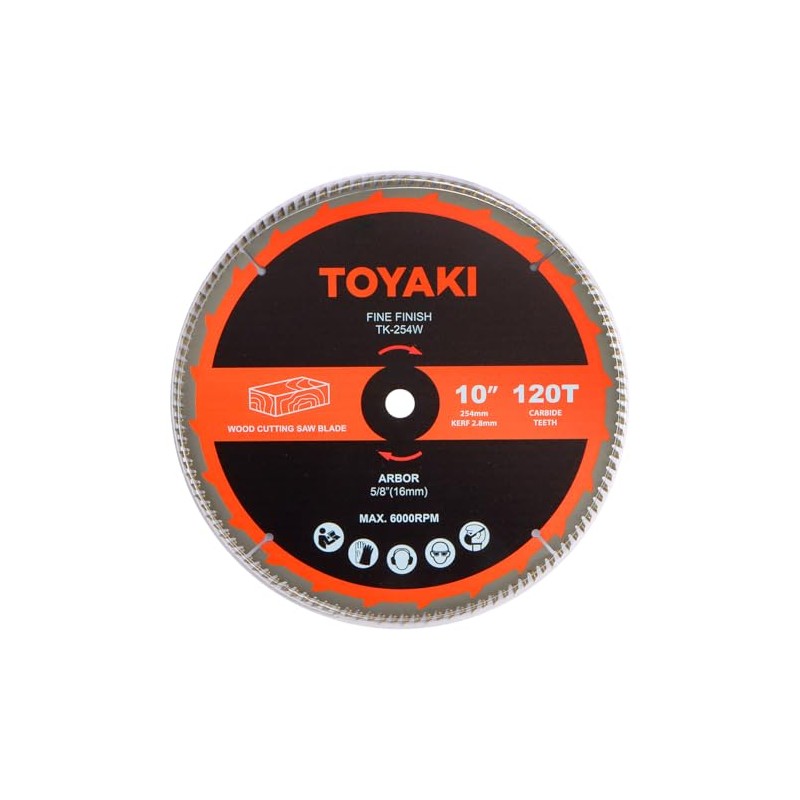 TOYAKI 10-Inch Miter Saw Blade, 120-Tooth Fine-Finish Professional Woodworking Saw