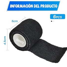 Venda Autoadhesiva Elástica 5cm x 4.5m, Kinesiotape Deportivo en 6 Colores, Cinta Transpirable y Ajustable para Muñeca, Tobillo y Estiramiento Atlétic