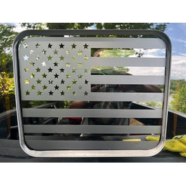 Xinghe for Ford F150 F250 F350 2015-2023, Rear Middle Window American Flag Decals, Matte Black USA Flag Decal for Truck Back Sliding Window, USA Flag Decal for Truck