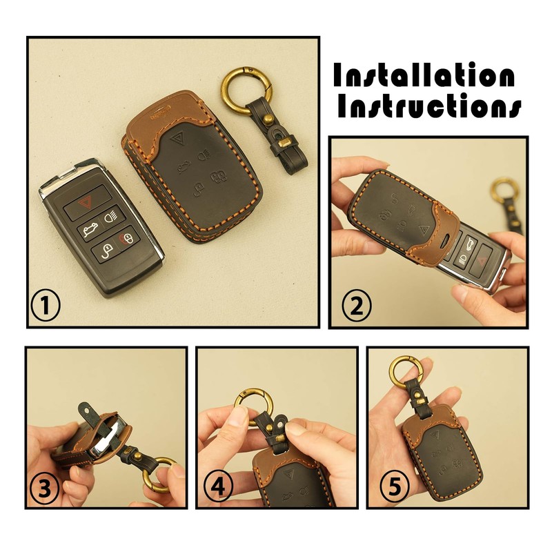 HIBEYO Car Key Case Fits Land Rover LR2 LR4 Discovery