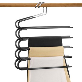 Trouser Hangers 2 Pack Multi-layer Coat Hangers, Trouser Hanger Space-saving, Closet Stainless Steel Rack Space Saver, Clothes Hangers Tie Scarf Shock Jeans Towel Clothes
