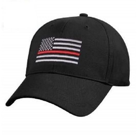 AES Support Firefighter Thin Red Line Flag Cap Hat Baseball Fire Dept. (RAM)