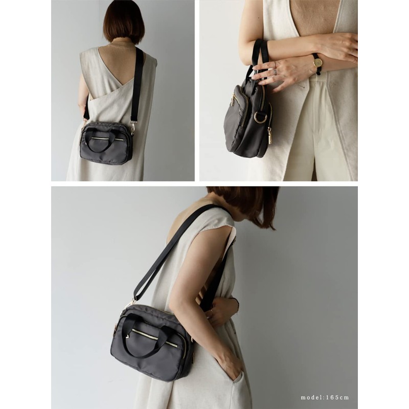 VITAFELICE vnsb-410z Women's Nylon 2-Way Mini Shoulder Tote, charcoal