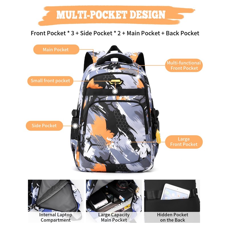 Tanou School Backpack Boys Teenager Set, Large Casual School Bag