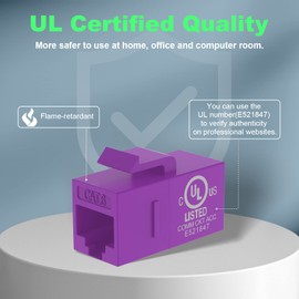 VCE CAT6 Keystone Coupler UL Listed 25-Pack, RJ45 Ethernet Coupler Female to Female UTP for Cat6/Cat5e/Cat5 Cable, Purple