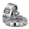 LOVERSRING Couple Ring Bridal Set His Hers White Gold Plated