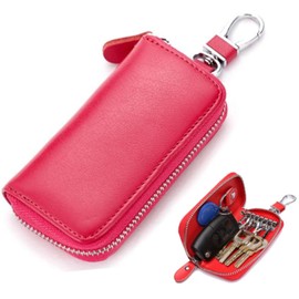 fogman Key Case, Smart Key, PU Leather, Large Capacity, 6 Key Hooks, For Cars, Men's, Women's,, red