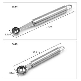 Set of 2 Fruit Spoon, Carving Tool, Hollow Out Spoon, Fruit Decorator, Multi-functional, Stainless Steel, Carving Tool, Melon, Watermelon, Fruit Extractor, Pastry Tool, Convenient Goods