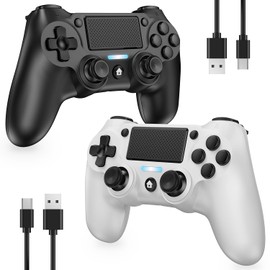 Matbip 2 Pack wireless controller for P4, wireless P4 controller with dual vibration, Turbo, type-c port (Black and White) Radio