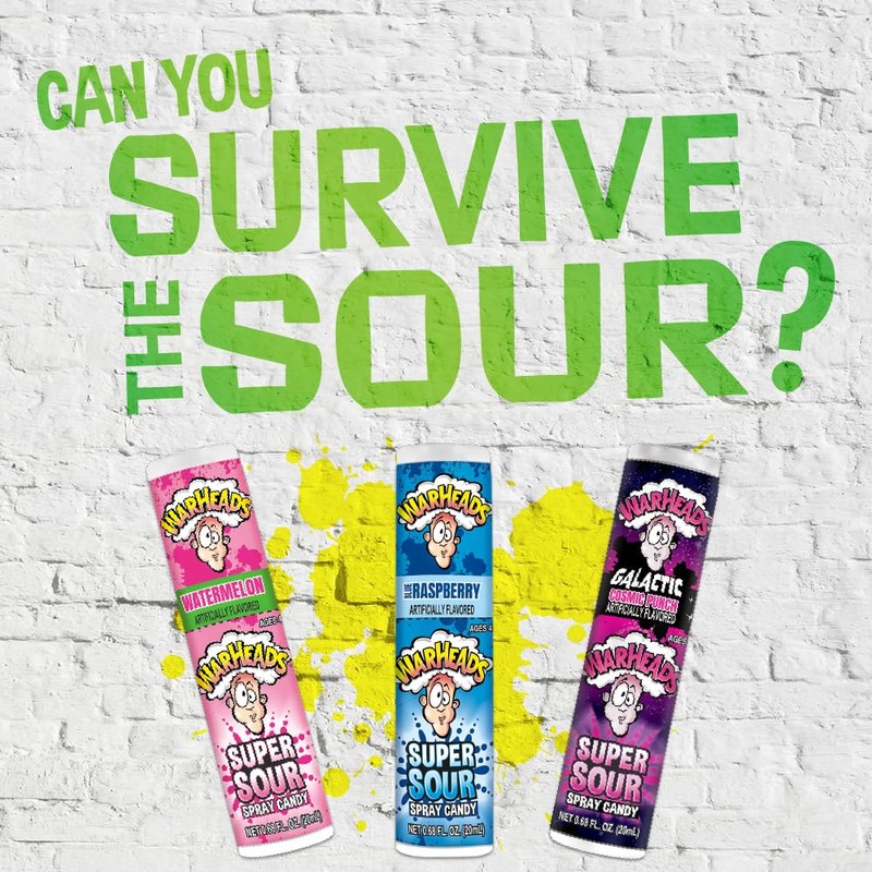WARHEADS - Super Sour Candy Spray - Blue Raspberry, Green