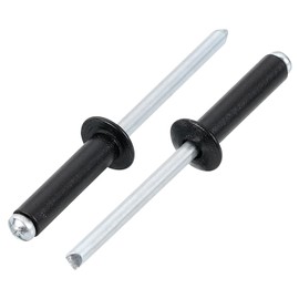 sourcing map 50Pcs 3/16"x3/4" Aluminum Blind Rivets, Aluminum Grip and Steel Mandrel, Dome Head Long Split Rivets for Metal, Furniture, Automotive, Black