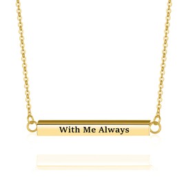 RIPFEVURN Horizontal Bar Cremation Jewelry Urn Necklaces for Ashes for Women Men Stainless Steel Cube Urn Locket for Human Ashes Holder Memorial Keepsake Pendant With Me Always(Gold)