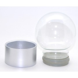 Snowglobe for You 40071 DIY Snow Globe Do It Yourself with Glass Ball and Polyresin Base Silver - 100 mm Diameter - Individually Shaking Ball Glitter Ball