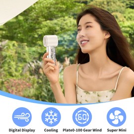 Handheld Portable Fan with Ice Cooler, Speed (1-100) 3000mAh Rechargeable Personal Fan, [Rapidly Cools to 60.8 °F] Super Powerful [10000 RPM] Pocket Fans for Travel/Outdoor/Office, Best Gift of Summer