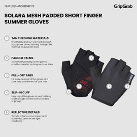 GripGrab Solara Mesh Padded Short Finger Summer Cycling Gloves Tan-Through Cushioned Sun-Permeable Indoor Cycling Glove