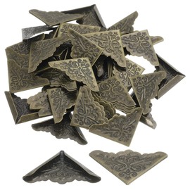 sourcing map 60 Pcs 32mm Metal Book Edge Protectors, Corner Guard for Journals, Scrapbooks, Albums, Notebooks, Bronze