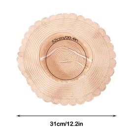 Wenrou Girls' Age and Straw Hat, Straw Hat and Small Bag Set, Children's Beach Hat, Hat and Small Bag Set, Girls' Straw Hat, Ideal for Travel, Beach, Outdoor, Everyday Wear, pink