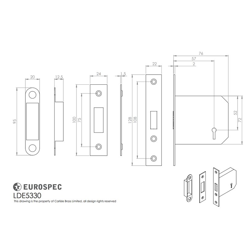 EASI-T 3 Lever Deadlock 76MM Residential (Satin)