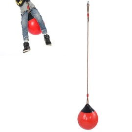 Plplaaoo Inflatable Ball Swing for Kids | Buoy Ball Swing Seat with Hanging Rope and Chain | Backyard Inflatable Ball Swing Set with Chain for Indoor Outdoor Garden, Tree, Porch – 29cm/11.4in Red