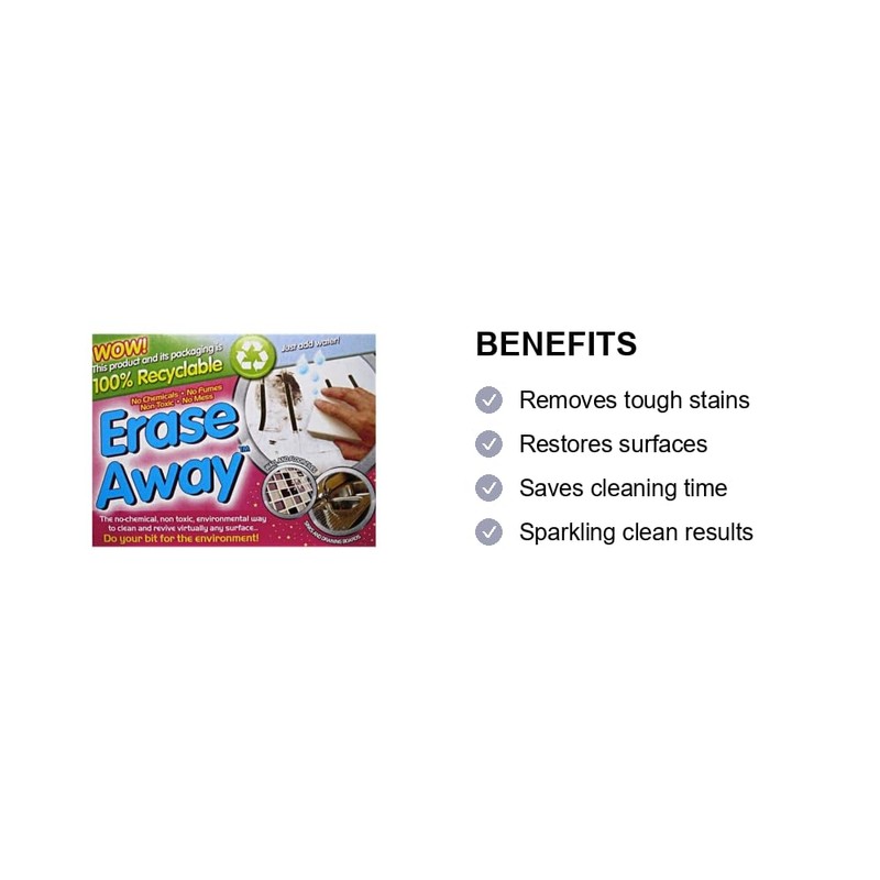 Erase Away™ Multi-Surface Cleaning Sponge, No Chemicals, Non-Toxic, Just Add