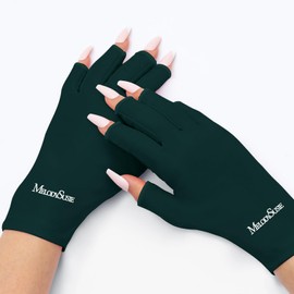MelodySusie UV Gloves for Gel Manicures, Professional UPF50+ Protection Deep Green