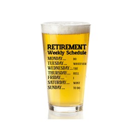 Retirement Gifts for Men - Retirement Weekly Schedule Beer Glass - Funny Beer Glass Unique Retirement Gift For Dad, Grandpa, Friends, Family, And Coworkers - Fathers Day and Christmas Gift