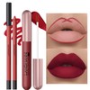 12Pcs Lip Liner and Lipstick Set, 6 Velvety Matte Liquid