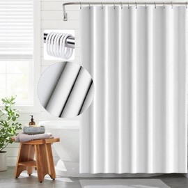 W SINWEDA Cortina Baño, Cortinas de Ducha/Bañera 180X180 cm, Impermeable, Antimoho, Antibacteriano,con 12 Ganchos de Acero | Accesorios de baño,Ducha (Blanco)