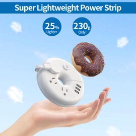 NTONPOWER Travel Power Strip, Cruise Approved Power Strip, Portable Power Strip Flat Plug - 3 Outlets with 3 USB Ports, 4 ft Travel Extension Cord for Cruise Accessories Must Haves, Travel Essentials