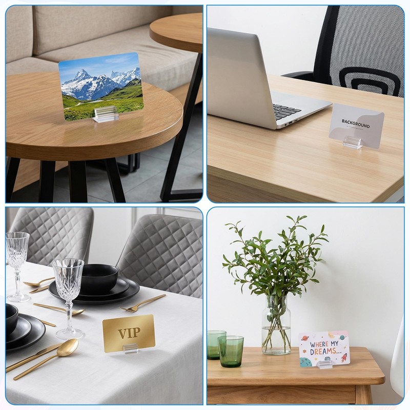 DOPENSPI 50PCS Card Stands, Table Sign Holder Stand Clear Display