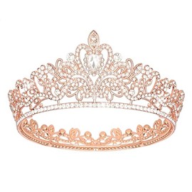 Jaciya Tiara for Women - Rose Gold Wedding Hair Piece and Birthday Princess Accessories