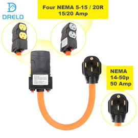 4-Prong 220V 14-50p Outlet Plug to 120V 5-20R/15R Female Adapter Power Cord for 20V 15/20Amp Household W/Breaker