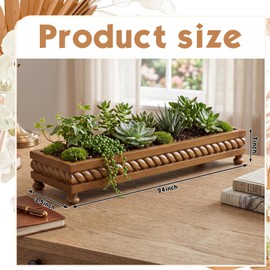AceOrbit Large Long Wooden Dough Bowl, Spring Decorative Wooden Tables Centerpiece Tray, Riser Rustic Dough Bowl, Farmhouse Centerpiece Tray for Table Living Room Dining Gift(24",Brown)