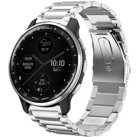 Lamshaw Compatible for Garmin D2 Air Band, Quick Release Stainless Steel Metal Replacement Straps Compatible with Compatible with Garmin D2 Air X10 GPS Smartwatch (Silver)