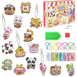 Kit de pintura de diamantes para niños,15 Piezas lindo arte y manualidades para niñas, Llaveros de pintura de diamantes con herramientas de pintura,Regalos y Juguetes para niños 4 a 12 Años Llaveros de Kit Artesanía DIY