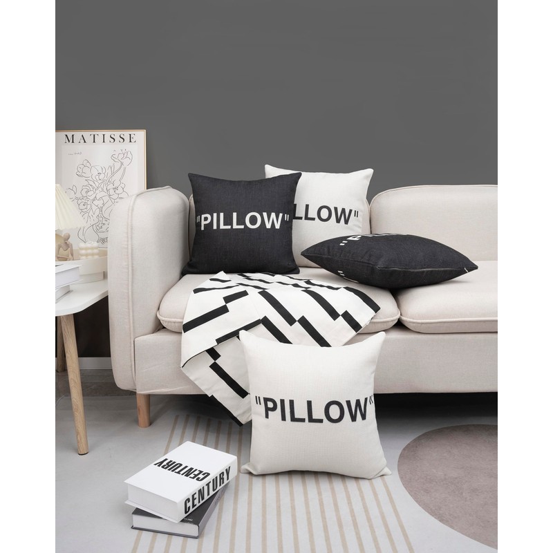 TwoDays Hypebeast Room Decor, Off White Inspired Pillow Quotation Decorative